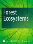 Forest Ecosystems journal cover featuring a close up picture of a leaf