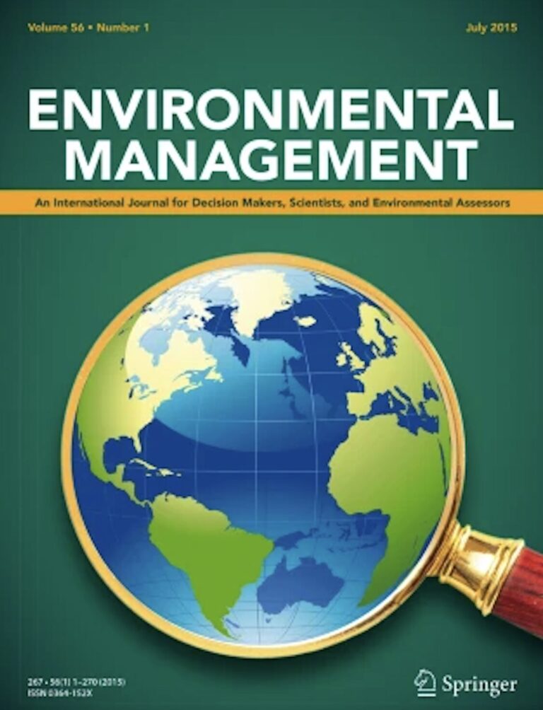 Environmental Management journal cover featuring an image of the earth through a magnifying glass