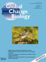 Global Change Biology journal cover featuring an image of a bird