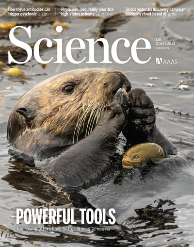 Science journal cover featuring an image of an otter