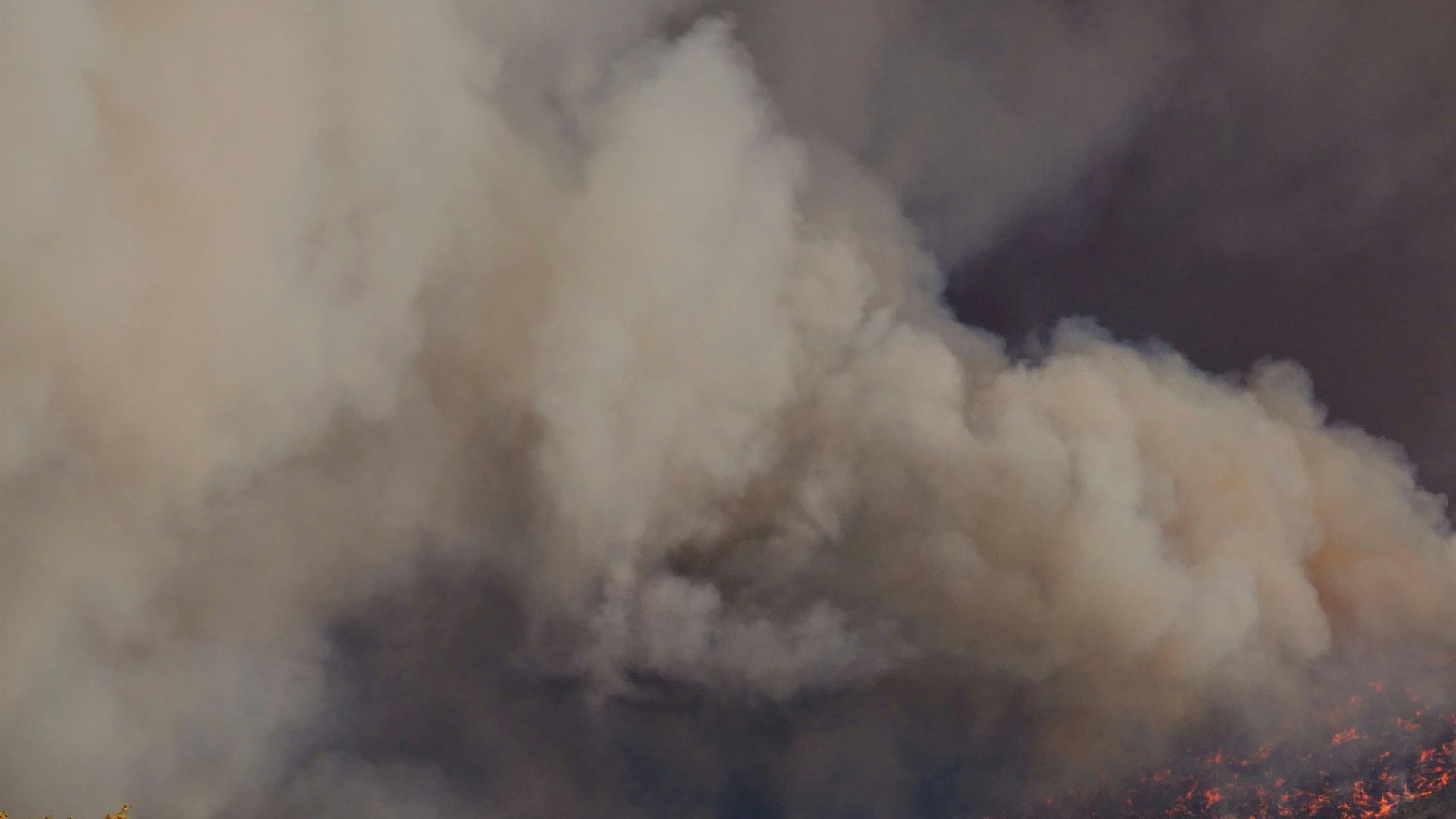 Wildfire smoke in a grey sky