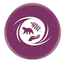 A purple circular logo features a stylized design of three animals—a deer, bear, and fish—in a swirling formation, symbolizing ecologically sustainable wildlife and nature. The transparent background aligns with the mission of The Conservation Biology Institute.