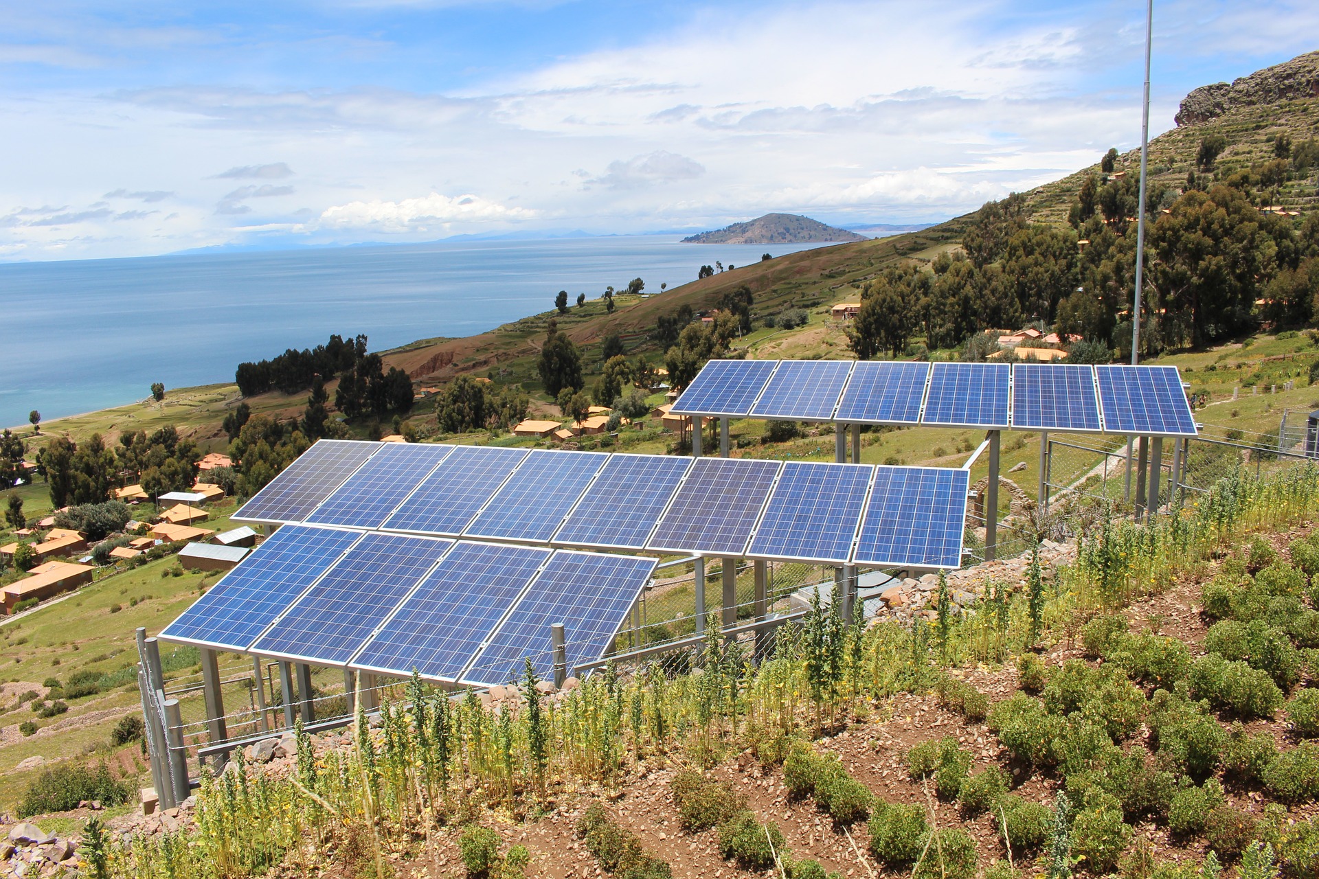 Solar panels in a field